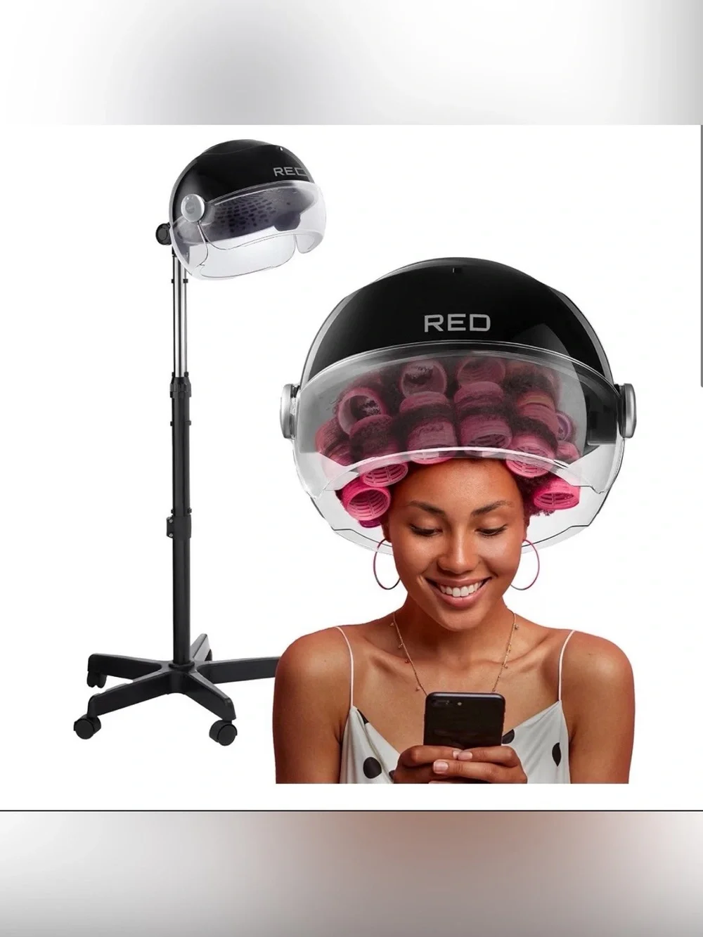 RED by Kiss 3000 Ceramic Stand Hood Dryer with Digital Timer,